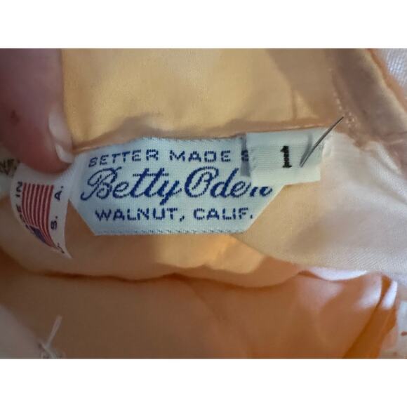 Vintage Betty Oden Full Circle Dress Ruffles Lace Size 1 Peach - Picture 5 of 6